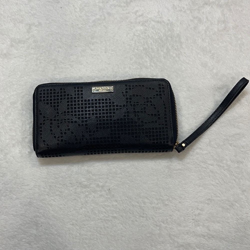 Preloved Kate Spade Black Lace & Floral wallet